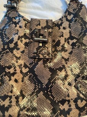 BANANA REPUBLIC 100% cow leather SNAKE PRINT LEATHER HOBO BAG like new